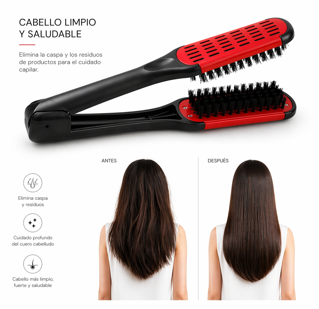 Glosse V-Pro: Cepillo Alisador Dual de Cerda Natural